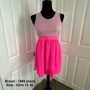 1989 Place Pink and Gray Striped Casual Dress